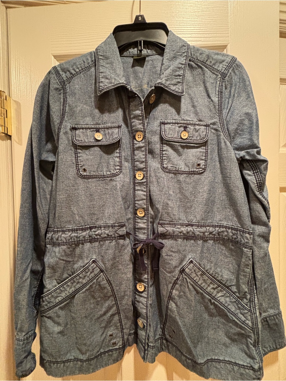 Eddie Bauer Washed Blue Denim Utility Jacket